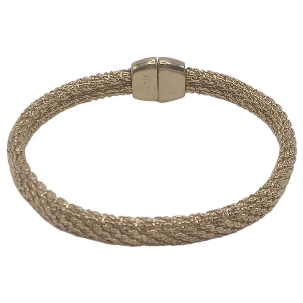 Monet Bracelet Gold-Tone Shiny Mesh Design Magnetic Clasp Bracelet 7.5" Long VTG